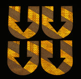 Super Reflective yellow with black barricade U Stickers (Hand Cut)