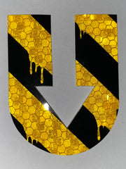 Super Reflective Honeycomb drip barricade U Stickers (Hand Cut)