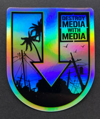 Destroy media Holographic sticker