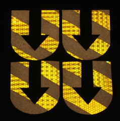 Super Reflective yellow and black hexagonal barricade U Stickers (Hand Cut)