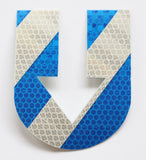 Super Reflective blue and white barricade U Stickers (Hand Cut)