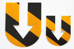 Super Reflective yellow with black barricade U Stickers (Hand Cut)