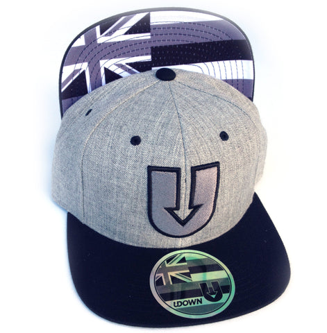 UDown Raised Embroidery Heather Grey SnapBack Hat