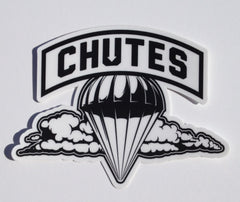 "CHUTES" parachute banner Sticker